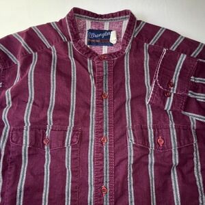 VINTAGE Wrangler Shirt Mens 16.5x35 X-Long Tails Western Cowboy Stripes Maroon